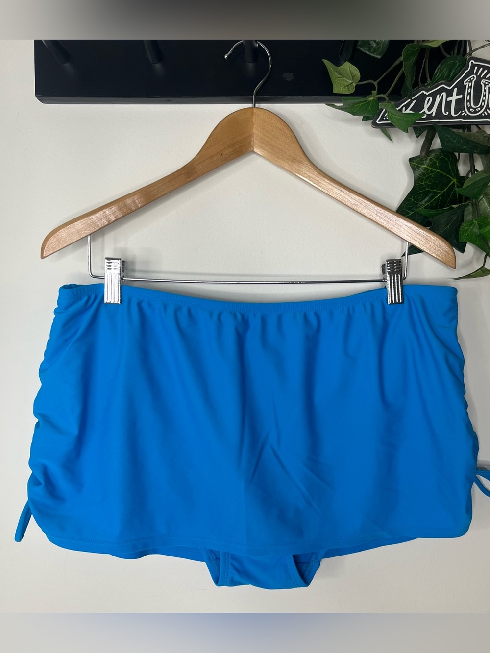 Hot Water Vibrant Blue Side Ruching Swim Skirt / Bikini Bottoms Plus 1X